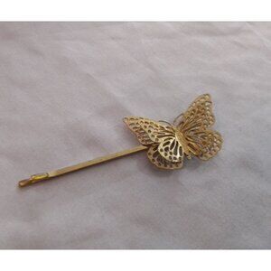 Vintage Gold Tone Butterfly Hair Bobby Pin